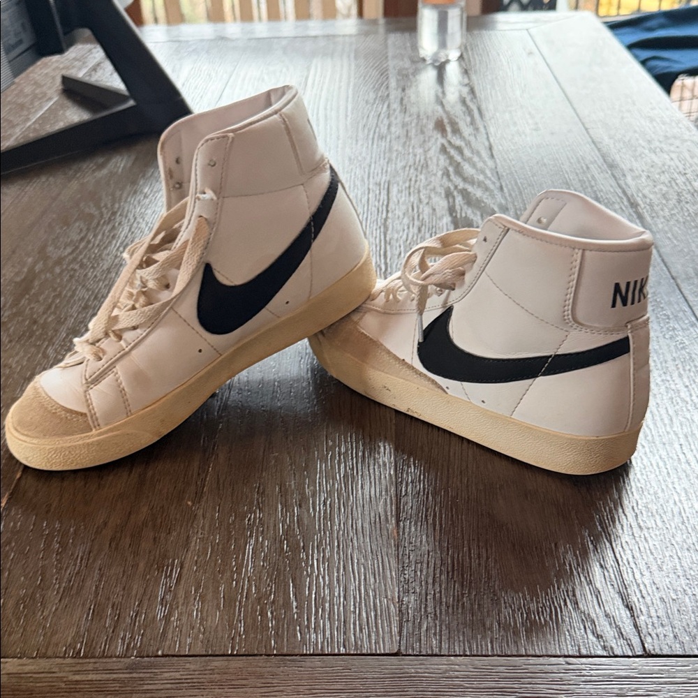Nike Blazers  White and Black High-Top Sneakers